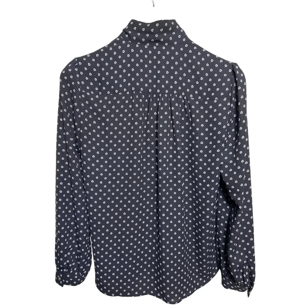 J. Crew‎ Foulard Drapey Tie Neck Top Blue Women's size XS EUC